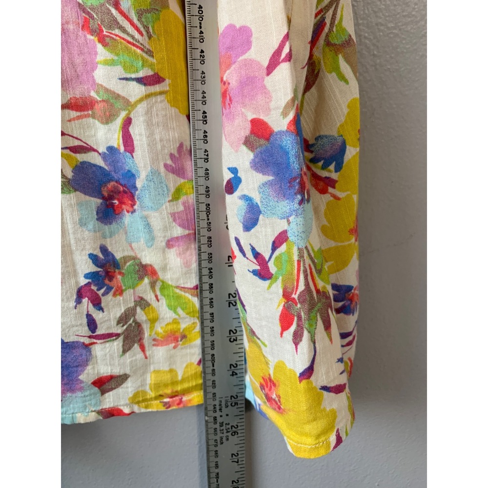 GAP Floral Ruffle Sleeveless‎ Blouse Tie Neck Multicolor Womens L - Picture 7 of 9